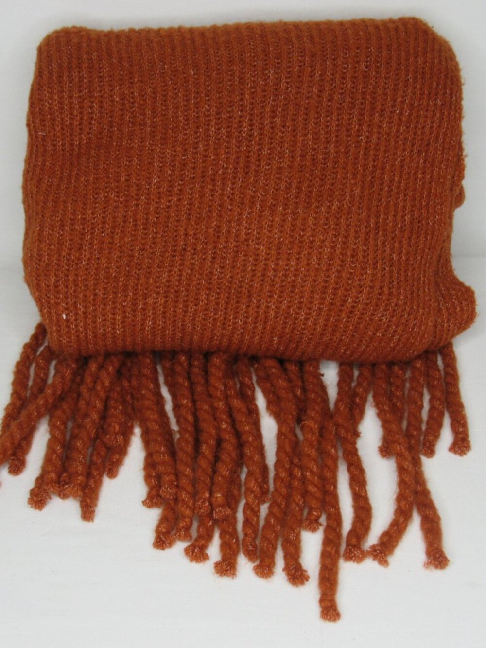 Free People Burnt Orange Blanket Scarf Ribbed Knit JADEN